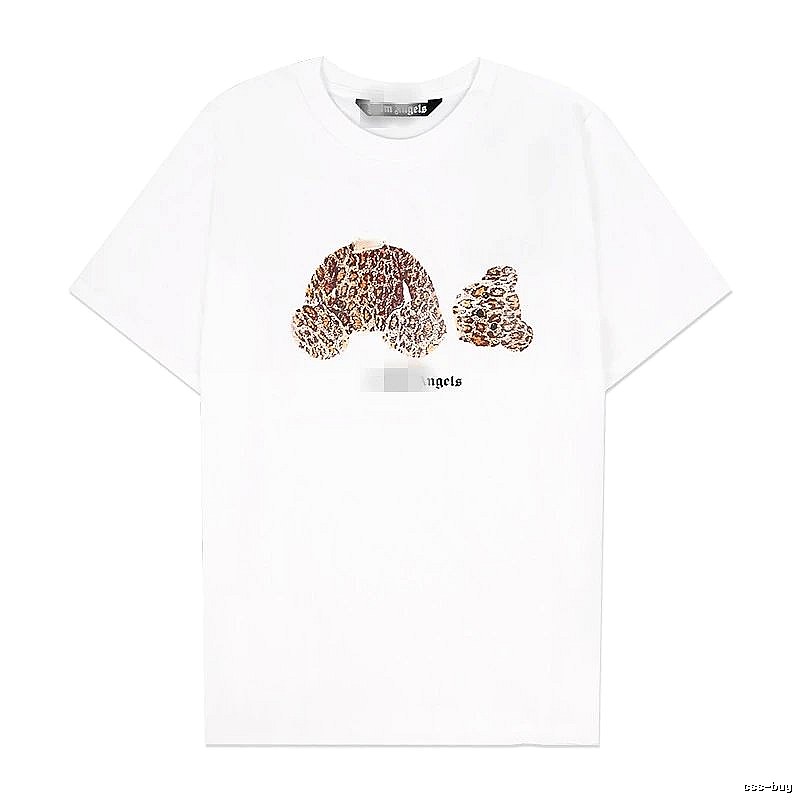 Palm Angels Logo Detail Bear graphic T-shirt White Colorful Bear with Relaxed Feel