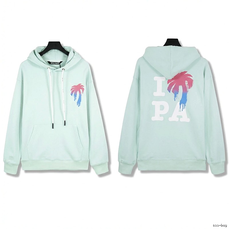 Palm Angels Palm Print Trendy Brand Light Blue Sweatshirt