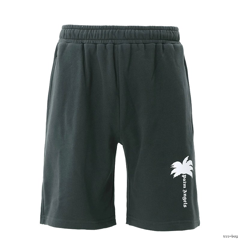 Palm Angels Palm Tree Style Dark Grey Shorts