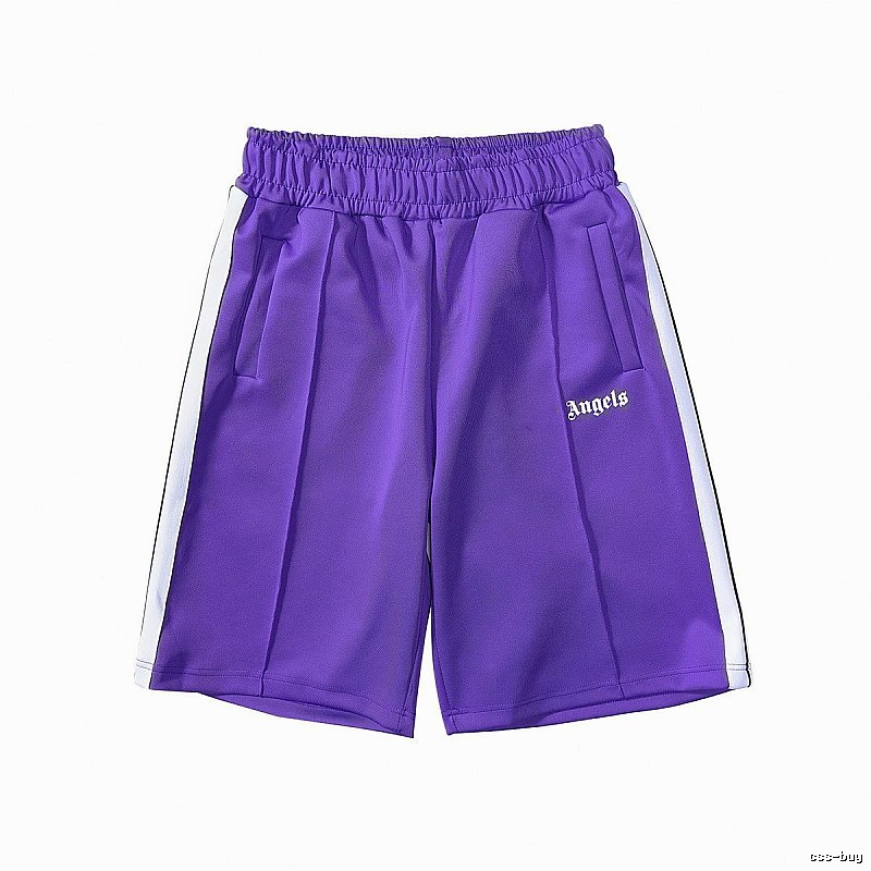Palm Angels Patterned Track shorts Black Side Stripe with Polished Detail