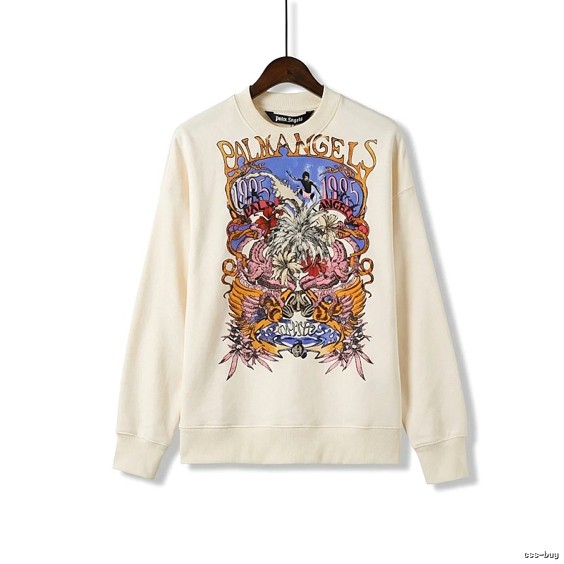 Palm Angels Retro Style Off-white Sweatshirt