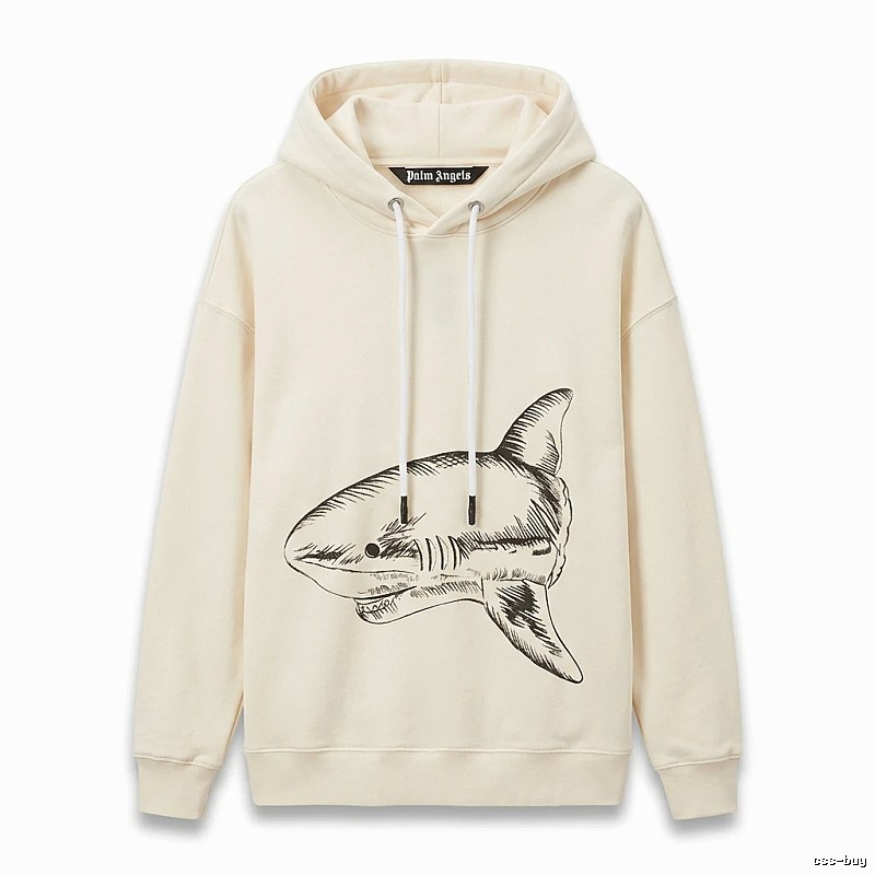 Palm Angels Shark Series Simple Style Beige Hoodie