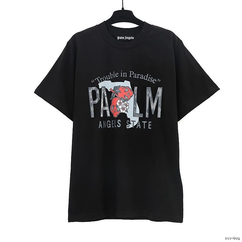 Palm Angels Travel Logo T-shirt White Palm Tree with Modern Look