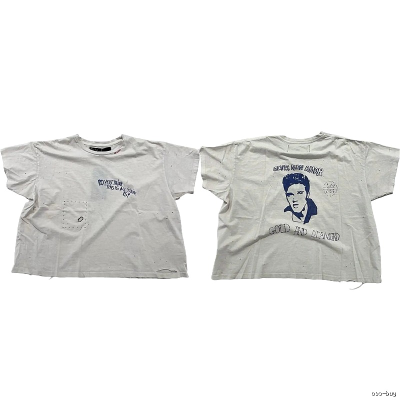 Paly Hollywood Elvis Vintage Distressed White T-Shirt