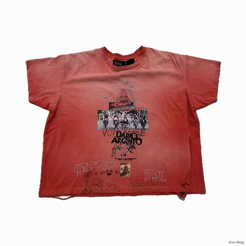 Paly Hollywood Vintage Distressed Dirty Orange Printed T-Shirt