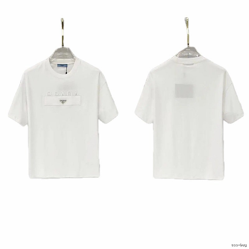 Prada Classic Triangle Logo Minimalist Style White T-Shirt