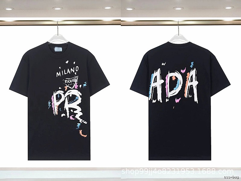 Prada Graffiti Collection Street Style Black T-Shirt