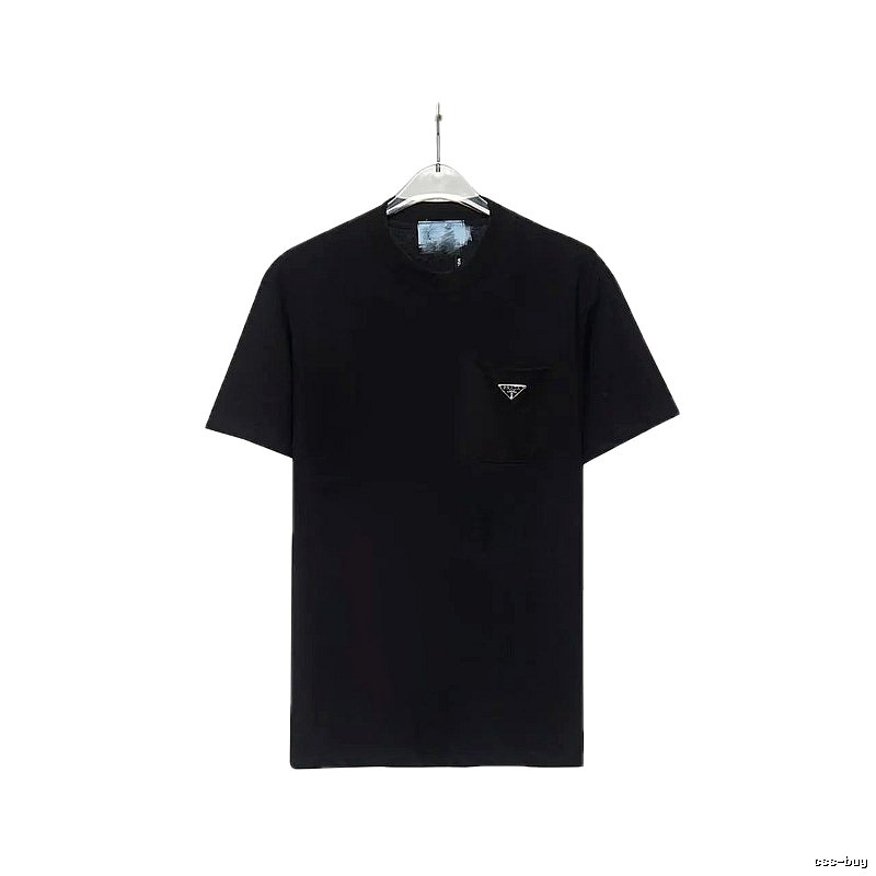 Prada Triangle Logo Minimalist Style Black Short-sleeve T-shirt