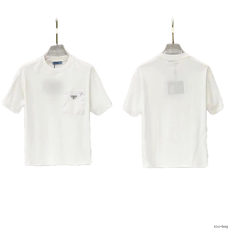 Prada Triangle Logo Minimalist Style White Short-sleeve T-shirt