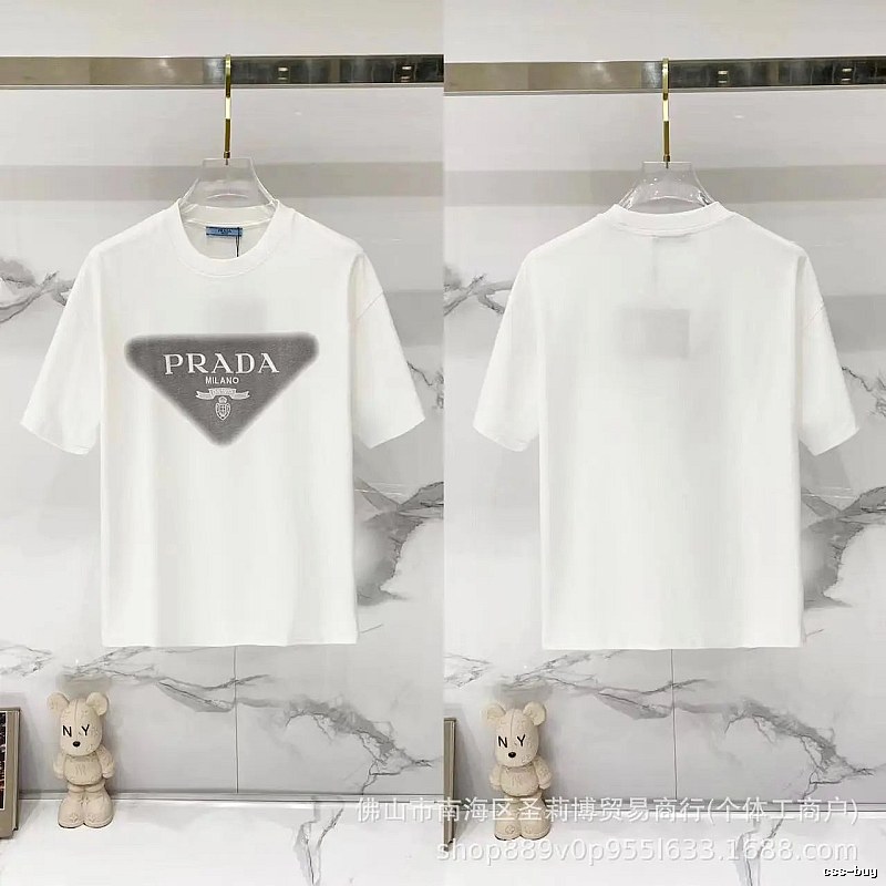 Prada Triangle Logo Minimalist Style White T-Shirt