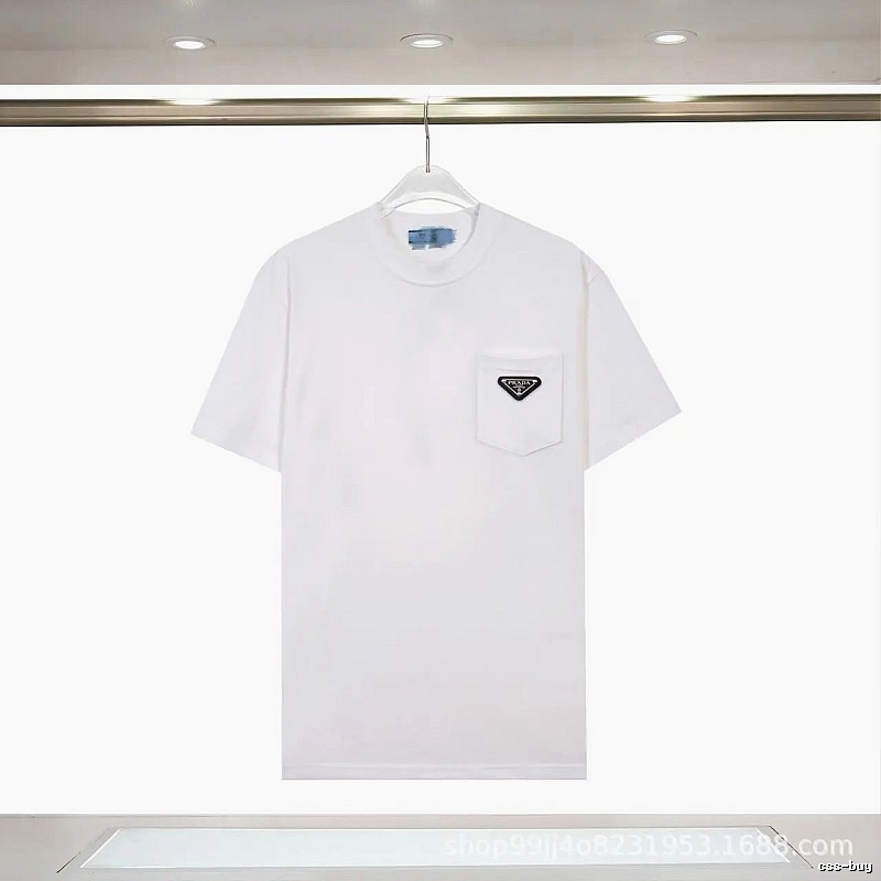 Prada Triangle Logo Minimalist Style White T-Shirt
