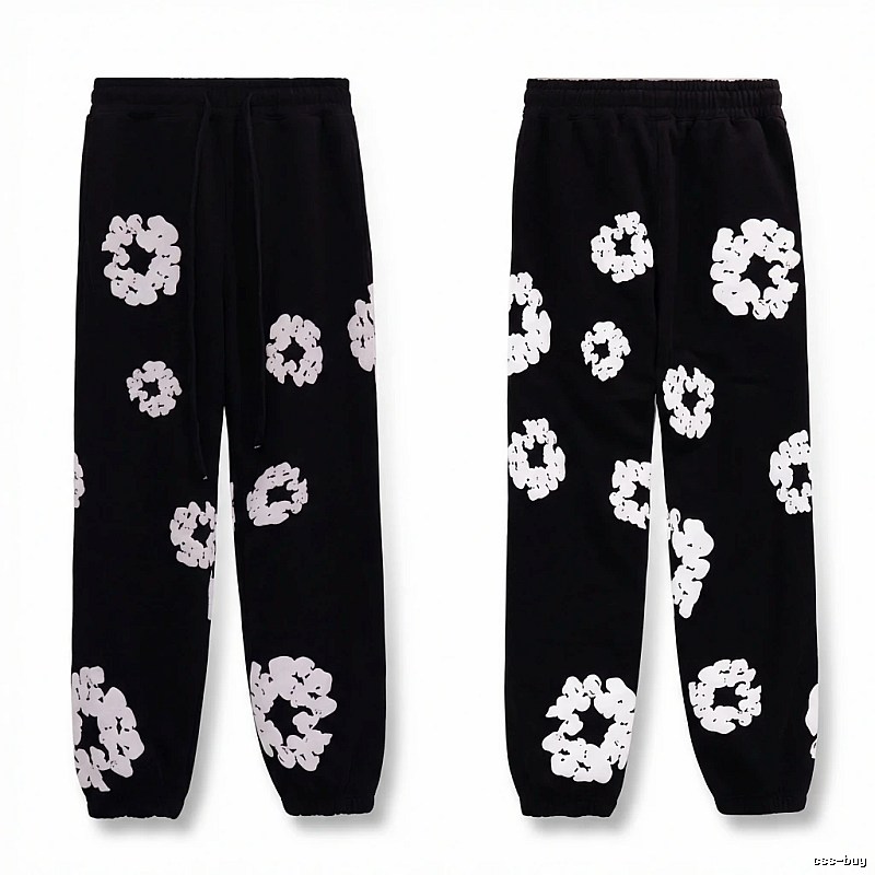 Printed casual black pants with DENIM TEARS style