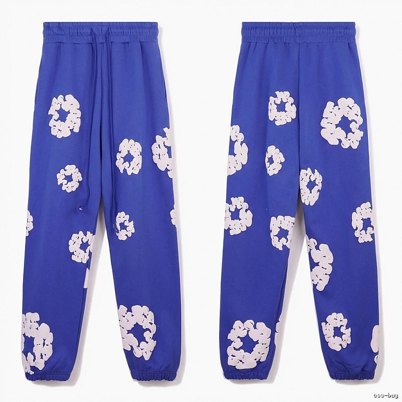 Printed casual blue pants with DENIM TEARS