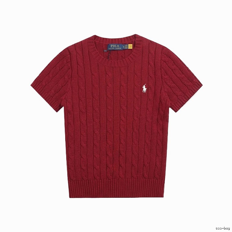 Ralph Lauren Polo Series Retro Style Burgundy Knitted Sweater