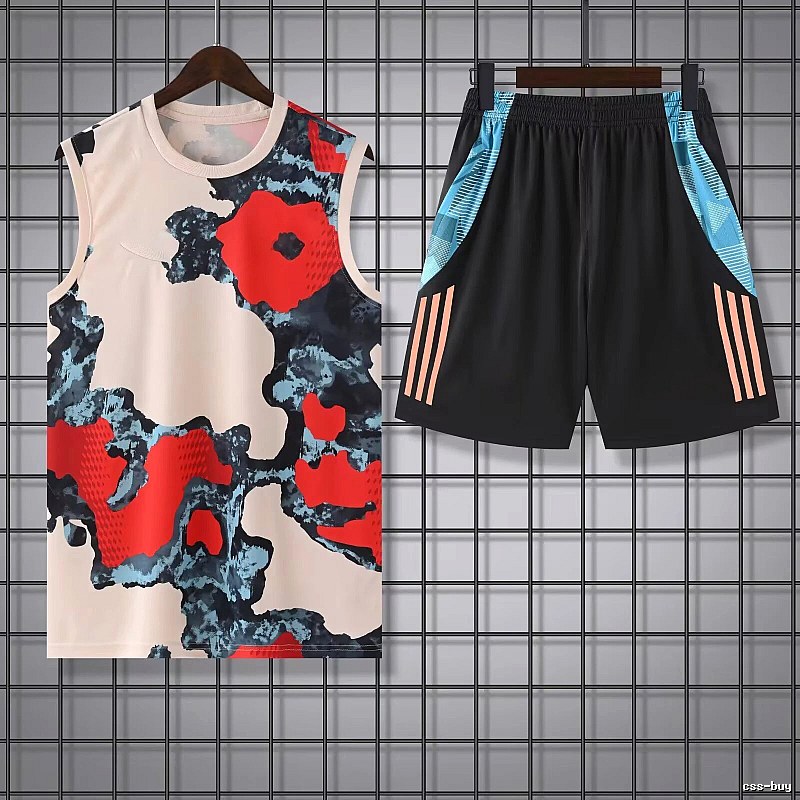 Real Madrid Premium Style Training jersey set Navy Sleeveless Top for Resort Outfits