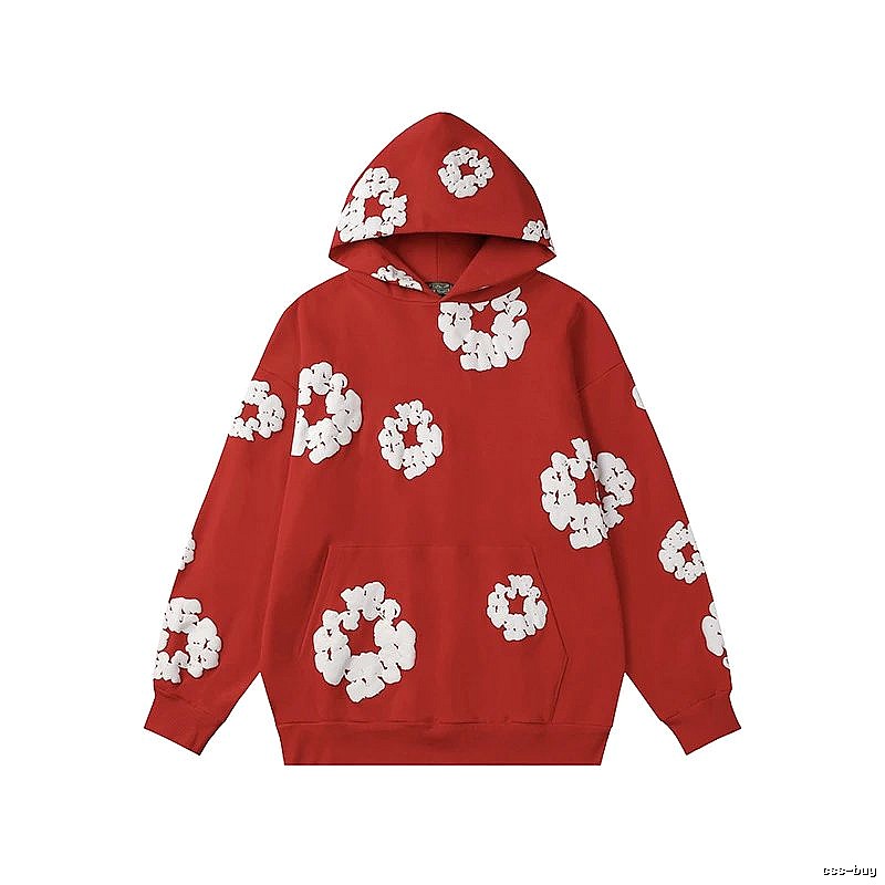 Red Flower Print Hoodie Daily Layer