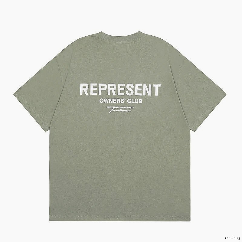 Represent Army Green Style 868 Owners Club T-Shirt Signature Detail Logo