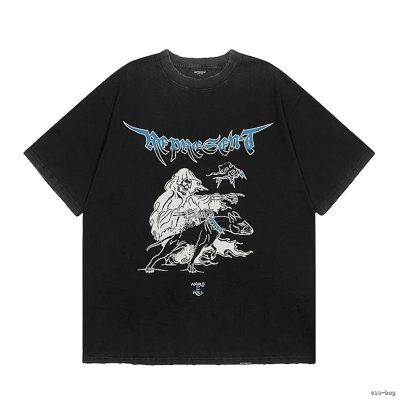 Represent Grim Reaper Print Vintage Style Black T-Shirt
