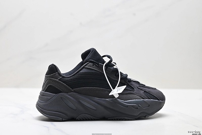 Retro-style black Yeezy 700 shoes