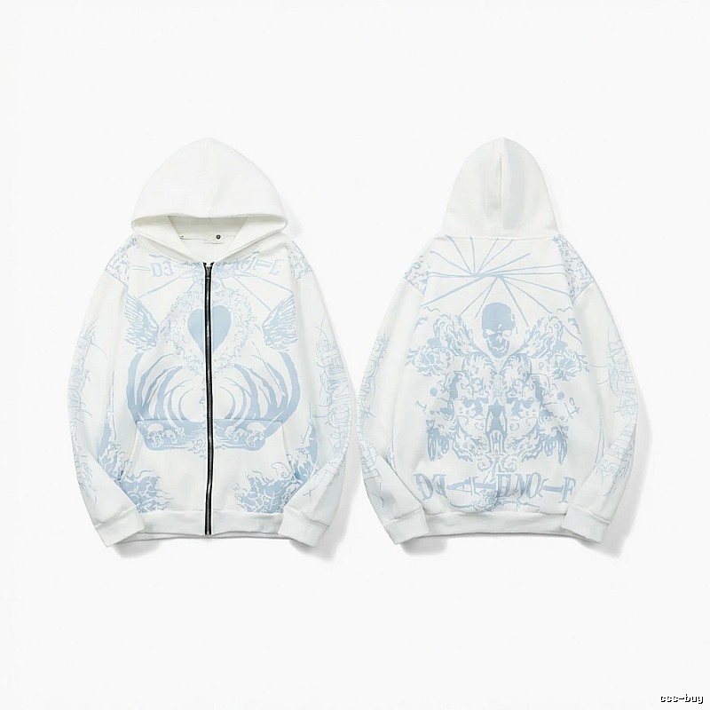 Revenge Skull Print White Hoodie