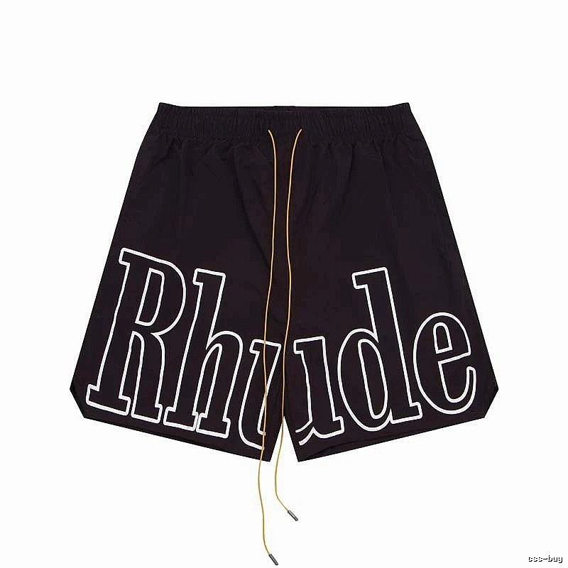 RHUDE letter-style black shorts