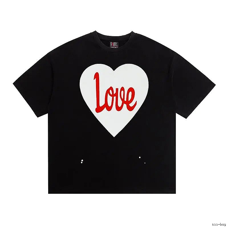 SAINT Heart Print Street Style Black T-Shirt