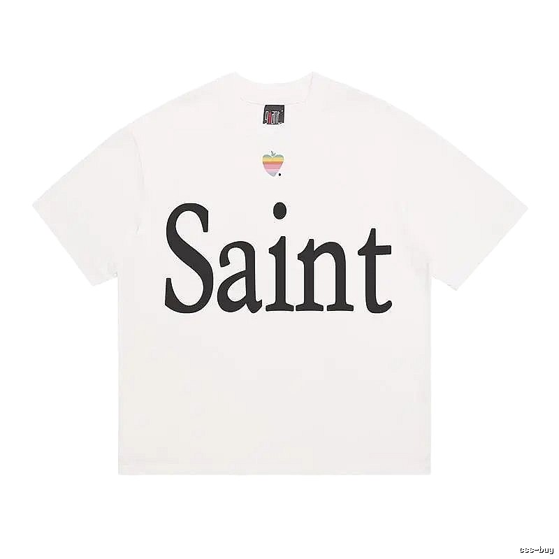 SAINT Letter Print Street Style Off-white T-shirt