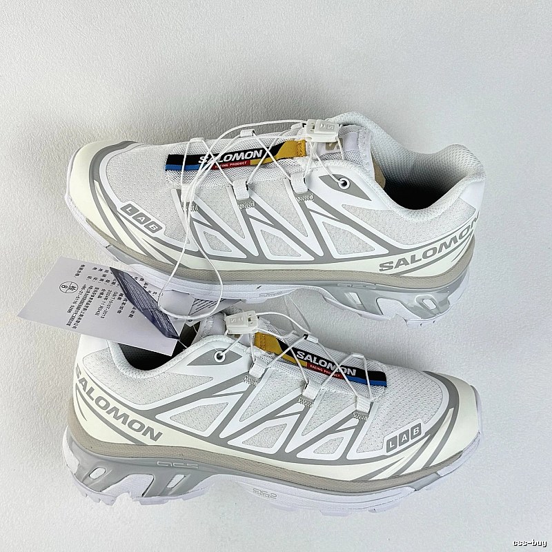 Salomon Trail Sneakers in White and Gray, Finished with Quick-Lace Style Cords