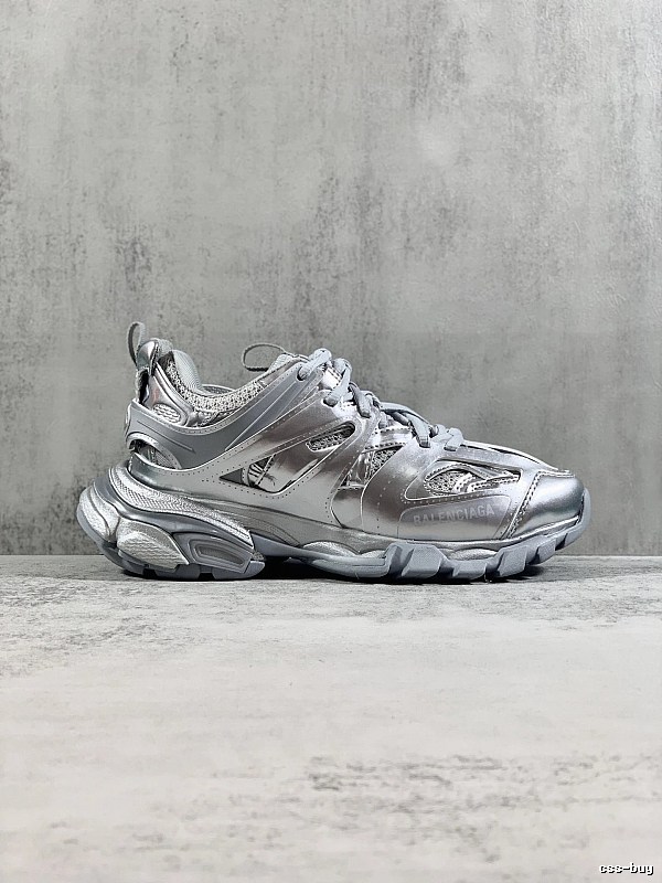 Silver Runner Sneaker by Balenciaga with Silver Layered Runner Side Profile