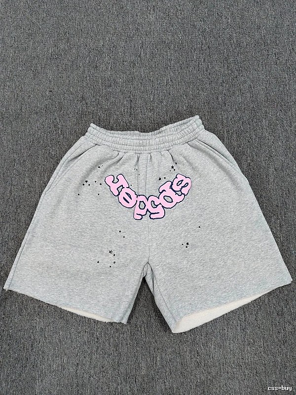 Sp5der Printed Street Style Grey Shorts