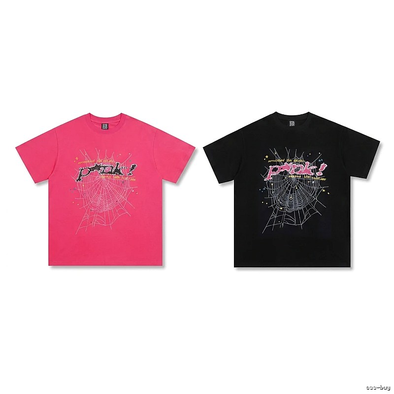 Sp5der Spider Web Style Pink/Black T-shirt