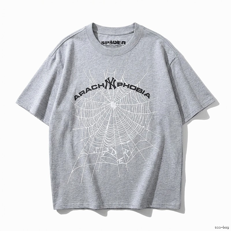 Sp5der Spider Web Trendy Grey T-shirt