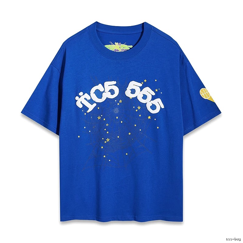 Sp5der Star Print Blue T-shirt