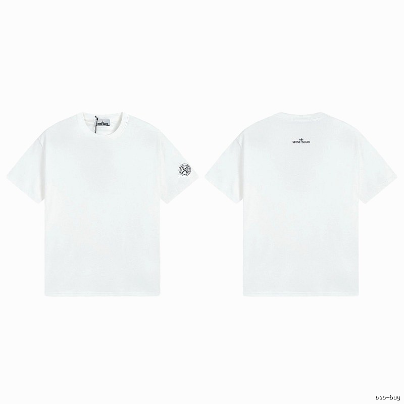 Stone Island Badge Minimalist Style White Short-sleeve T-shirt