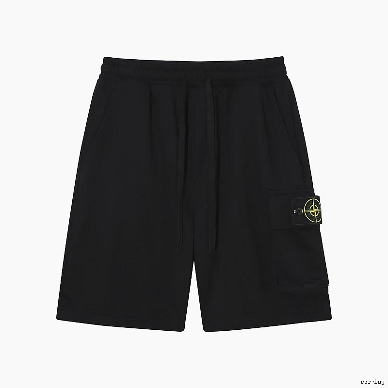 Stone Island Compass Logo Workwear Style Black Shorts