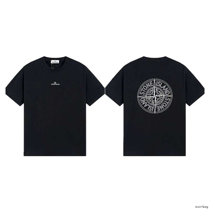 Stone Island Compass Print Trendy Cool Black T-Shirt