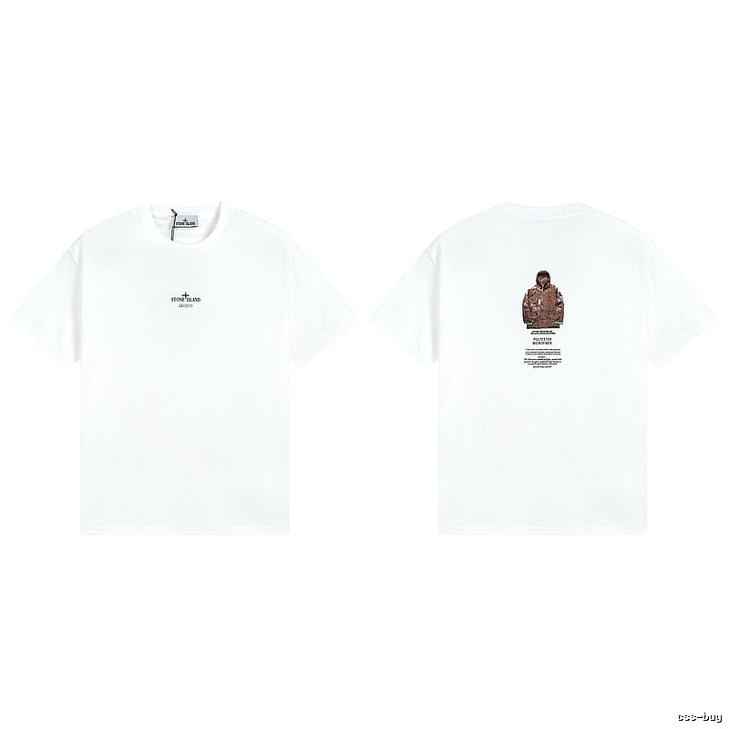 Stone Island Printed Functional Style White Short Sleeve T-shirt