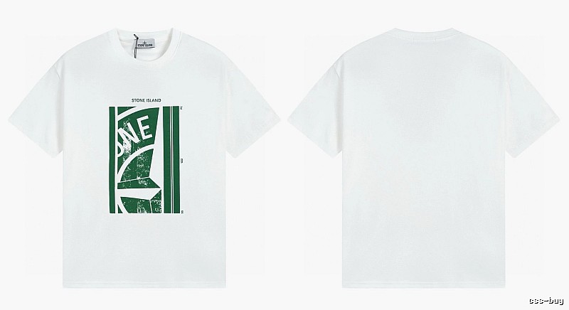 Stone Island Printed Street Style White Short Sleeve T-Shirt