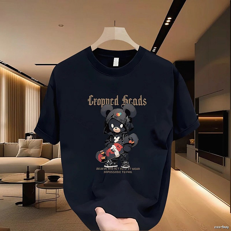 Streetwear Brand Bearbrick Skateboarding Street Style Navy Blue T-Shirt
