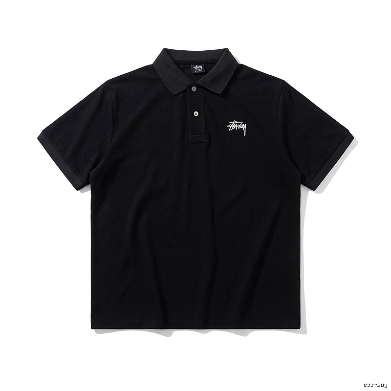 Stussy basic simple style black Polo shirt