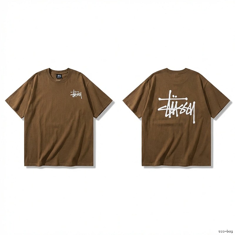 Stussy basic simple style coffee-colored T-shirt