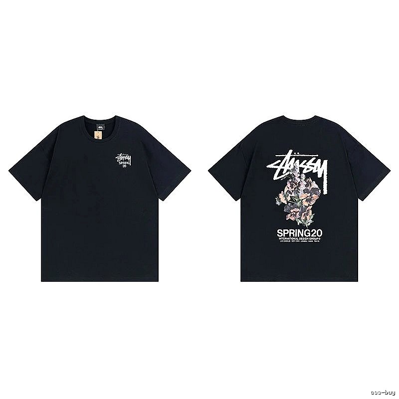 Stussy Black Spider Graphic T-Shirt Warm Weather Logo