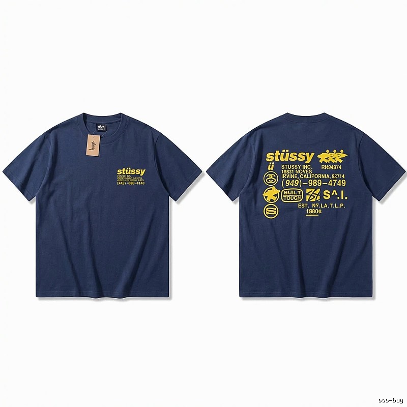 Stussy classic style trendy dark blue T-shirt