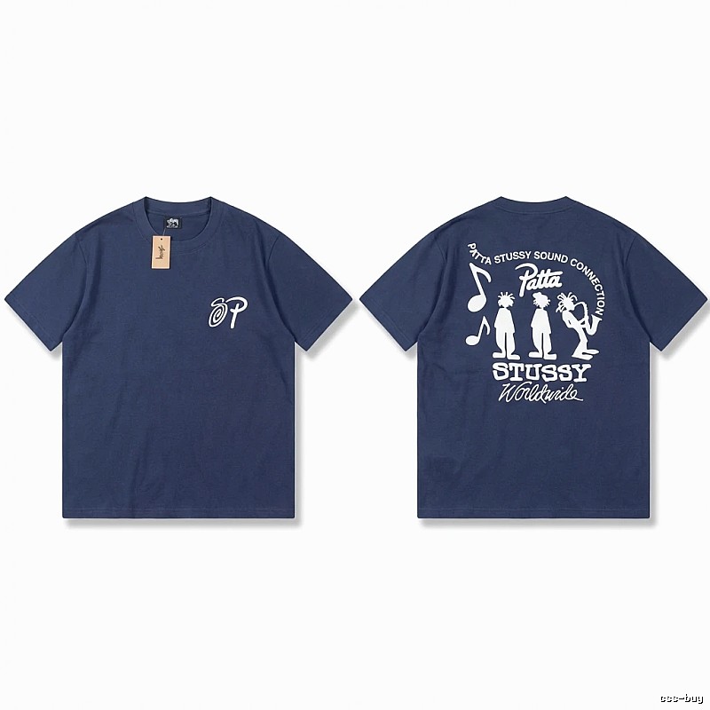 Stussy Co-branded Hip-hop Style Navy Blue T-shirt
