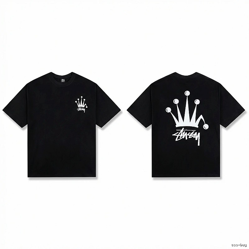 Stussy Crown Trendy and Cool Style Black T-shirt