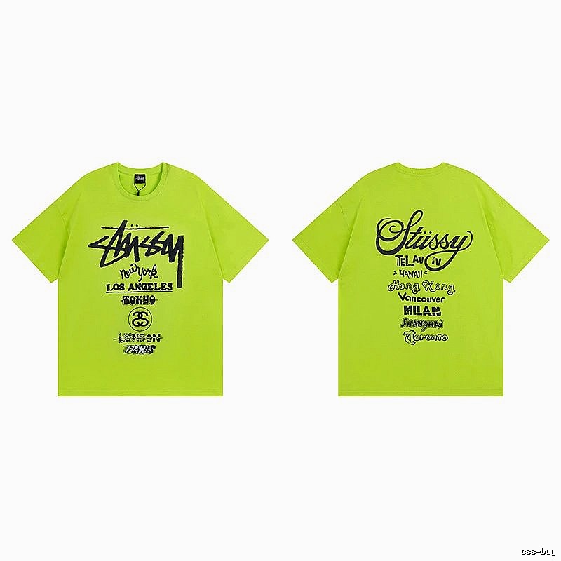 Stussy Fluorescent Green Spider Graphic T-Shirt Soft Neutral Logo