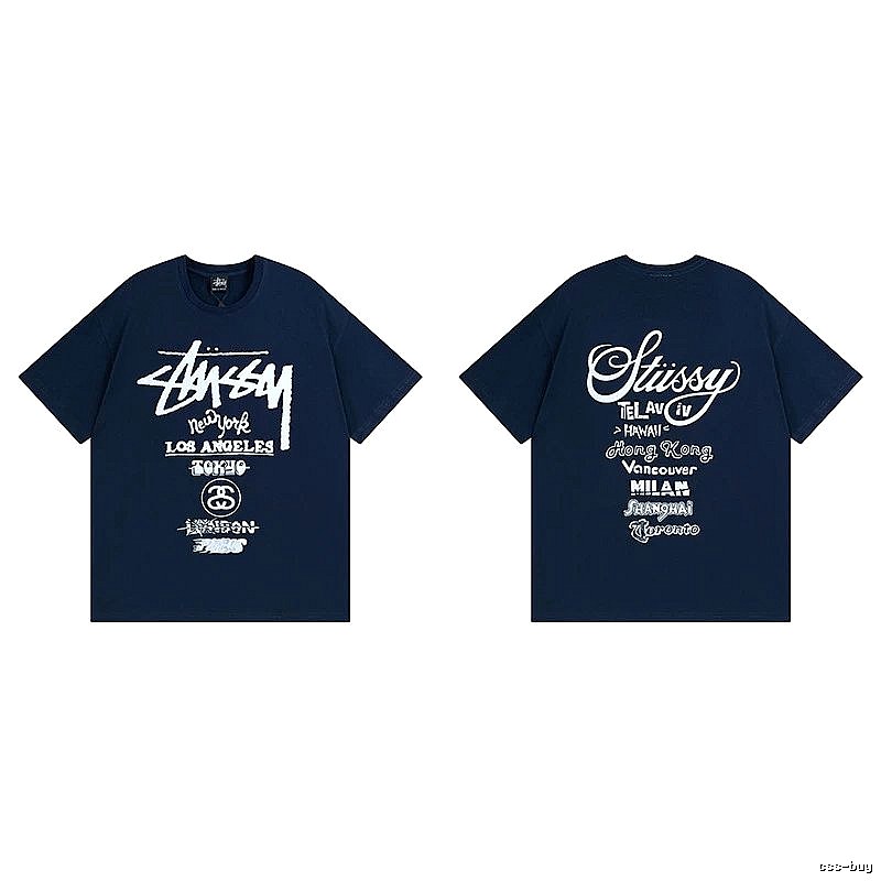 Stussy Simple Logo Finish Spider Graphic T-Shirt Minimal Look