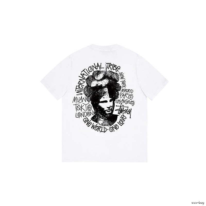 Stussy Summer Graphic T-shirt Black White Stussy with Bold Graphic