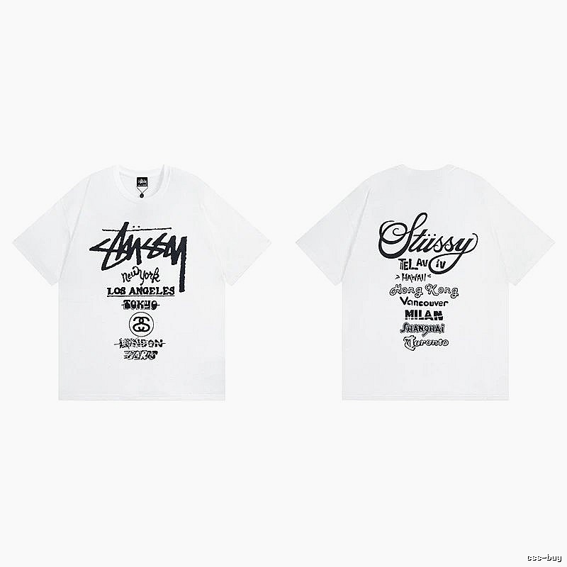 Stussy White Spider Graphic T-Shirt Travel Pack Logo