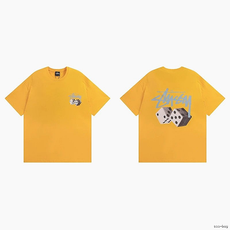 Stussy Yellow Spider Graphic T-Shirt Summer Styling Logo